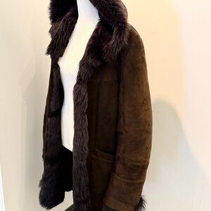 Kenny Vangroff genuine brown shearling coat